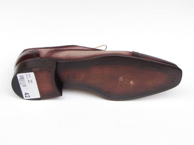 Paul Parkman Men's Captoe Oxfords - Bordeaux / Beige Hand-Painted Suede Upper and Leather Sole (ID#024-BRR)