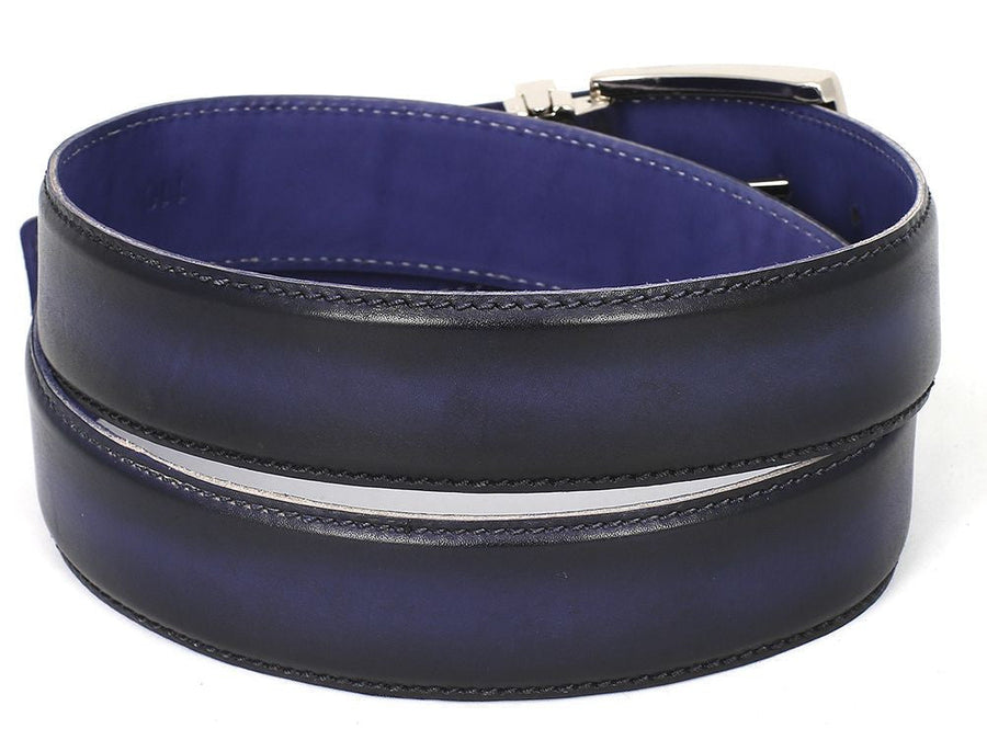PAUL PARKMAN Men's Leather Belt Dual Tone Navy & Blue (ID#B01-NVY-BLU)