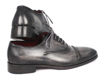 Paul Parkman Captoe Oxfords Gray & Black Hand Painted Shoes (ID#077-GRY)