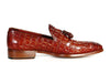 Paul Parkman Men's Reddish Camel Crocodile Embossed Calfskin Tassel Loafer (ID#0823-RDSH)