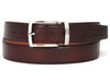 PAUL PARKMAN Men's Leather Belt Hand-Painted Dark Bordeaux (ID#B01-DARK-BRD)