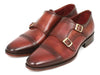 Paul Parkman Men's Cap-Toe Double Monkstraps Camel & Light Brown (ID#0457-CML)