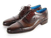Paul Parkman Men's Captoe Oxfords Anthracite Brown Hand-Painted Leather (ID#024-ANTBRW)