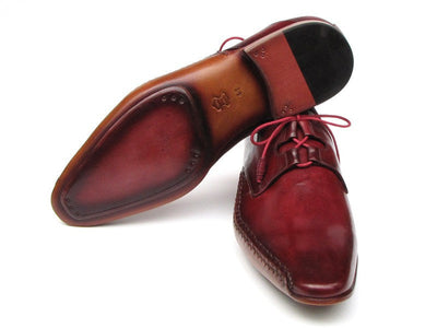 Paul Parkman Men's Ghillie Lacing Side Handsewn Dress Shoes - Burgundy Leather Upper and Leather Sole (ID#022-BUR)