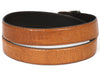 PAUL PARKMAN Men's Croc Embossed Calfskin Belt Camel (ID#B02-CML)
