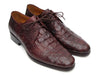 Paul Parkman Men's Brown & Bordeaux Crocodile Embossed Calfskin Derby Shoes (ID#1438BRD)