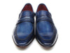 Paul Parkman Men's Loafer Shoes Navy Leather Upper and Leather Sole (ID#068-BLU)