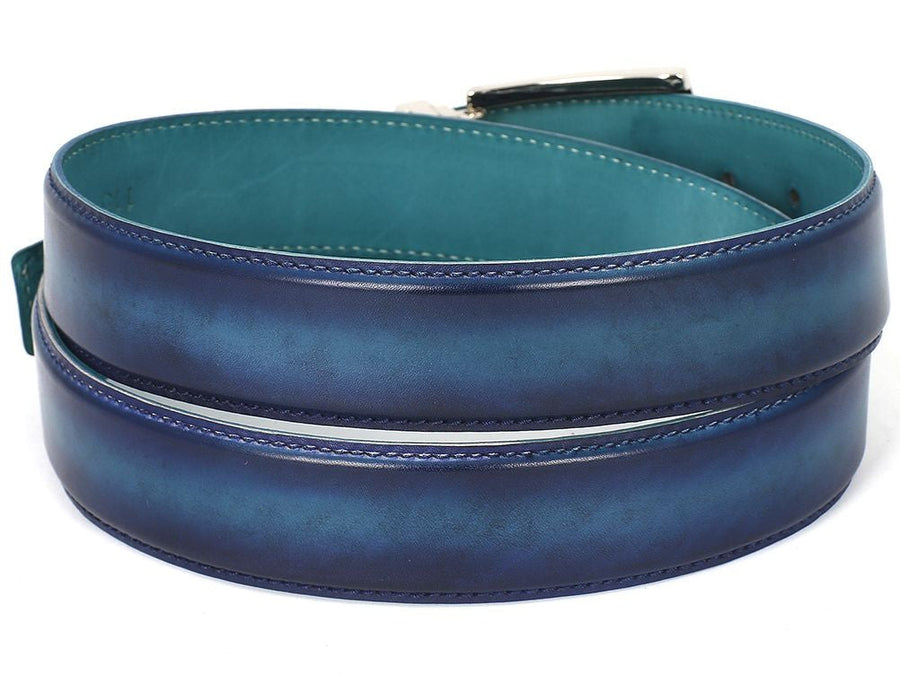 PAUL PARKMAN Men's Leather Belt Dual Tone Blue & Turquoise (ID#B01-BLU-TRQ)