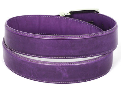 PAUL PARKMAN Men's Leather Belt Hand-Painted Purple (ID#B01-PURP)