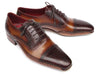 Paul Parkman Men's Captoe Oxfords Brown Hand Painted Shoes (ID#5032-BRW)