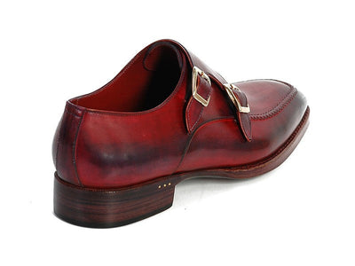 Paul Parkman Men's Double Monkstrap Shoes Black & Bordeaux (ID#PP3851)
