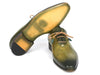 Paul Parkman Plain Toe Wholecut Oxfords Green Hanpainted Leather (ID#755-GRN)
