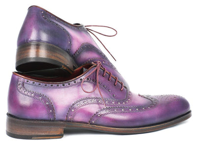 Paul Parkman Wingtip Oxfords Purple & Navy Handpainted Calfskin (ID#743-PURP)