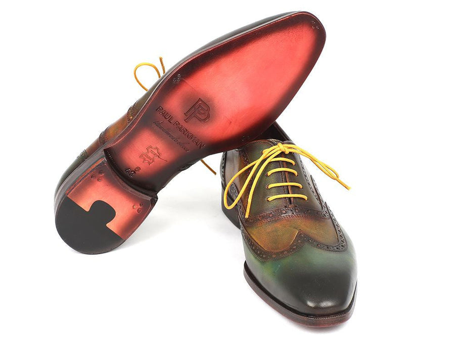 Paul Parkman Wintip Oxfords Green Handpainted Calfskin (ID#228-GRN)