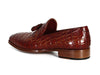 Paul Parkman Men's Brown Crocodile Embossed Calfskin Tassel Loafer (ID#0823-BRW)