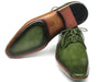 Paul Parkman Men's Ghillie Lacing Side Handsewn Dress Shoes - Green Leather Upper and Leather Sole (ID#022-GREEN)