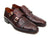 Paul Parkman Men's Double Monkstraps Brown & Bordeaux Crocodile Embossed Calfskin (ID#045FG12)