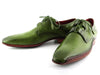 Paul Parkman Men's Ghillie Lacing Side Handsewn Dress Shoes - Green Leather Upper and Leather Sole (ID#022-GREEN)