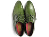 Paul Parkman Men's Ghillie Lacing Side Handsewn Dress Shoes - Green Leather Upper and Leather Sole (ID#022-GREEN)