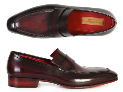 Paul Parkman Men's Loafer Purple & Black Hand-Painted Leather Upper with Leather Sole (ID#093-PURP-BLK)