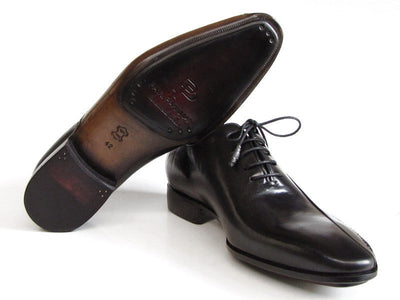 Paul Parkman Men's Black Leather Oxfords - Side Handsewn Leather Upper and Leather Sole (ID#018-BLK)