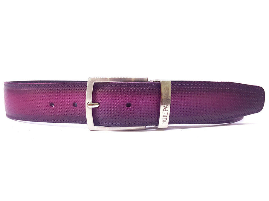 PAUL PARKMAN Men's Perforated Leather Belt Purple (ID#B08-PURP)