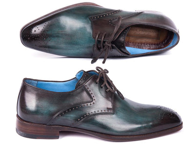 Paul Parkman Turquoise & Brown Medallion Toe Derby Shoes (ID#6584-TRQ)