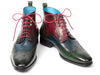 Paul Parkman Wingtip Ankle Boots Three Tone Green Blue Bordeaux (ID#777-GRN-BLU)