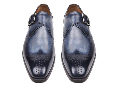 Paul Parkman Wingtip Single Monkstraps Navy (ID#98F54-NVY)