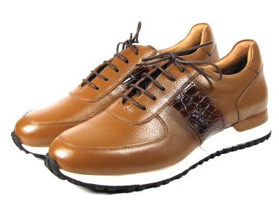 Paul Parkman Men's Cognac Floater Leather Sneakers (ID#LP206CGN)