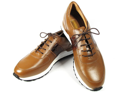 Paul Parkman Men's Cognac Floater Leather Sneakers (ID#LP206CGN)