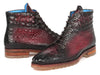 Paul Parkman Men's Bordeaux Croco Embossed Leather Boots (12811-BRD)