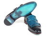 Paul Parkman Men's Blue & Navy Kiltie Double Monkstraps (ID#ST17BLU)