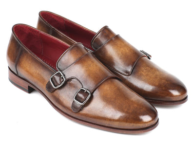 Paul Parkman Men's Double Monkstraps Olive (ID#HR67LV)