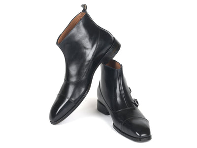 Paul Parkman Triple Monkstrap Boots Black Leather (ID#88951-BLK)