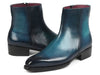 Paul Parkman Blue Burnished Side Zipper Boots Goodyear Welted (ID#BT3955-BLU)