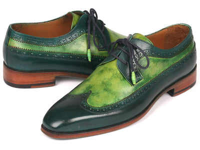Paul Parkman Men's Green Dual Tone Wingtip Derby Shoes (ID#6931GRN)