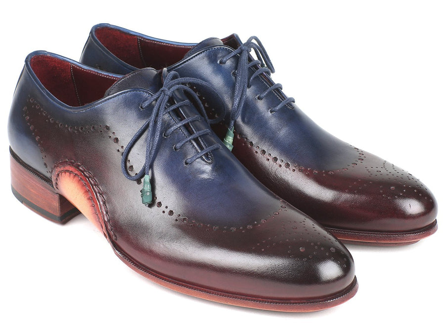 Paul Parkman Opanka Construction Blue & Bordeaux Oxfords (ID#726-BLU-BRD)