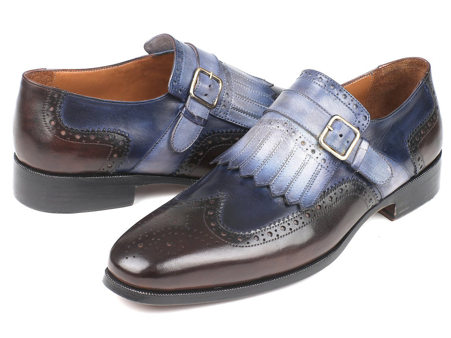 Paul Parkman Kiltie Monkstraps Blue & Brown (ID#52SL79)