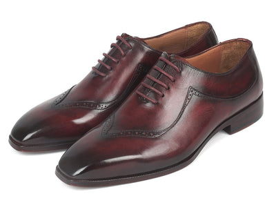 Paul Parkman Dark Bordeaux Hand-Painted Men's Oxfrods (ID#35BRD25)