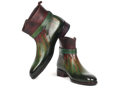 Paul Parkman Men's Jodhpur Boots Green & Bordeaux (957FRS84)