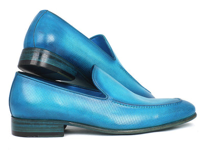 Paul Parkman Perforated Leather Loafers Turquoise (ID#874-TRQ)