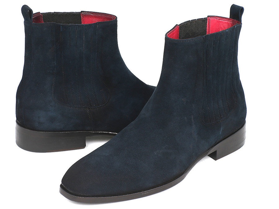 Paul Parkman Navy Suede Chelsea Boots (ID#SD875NVY)