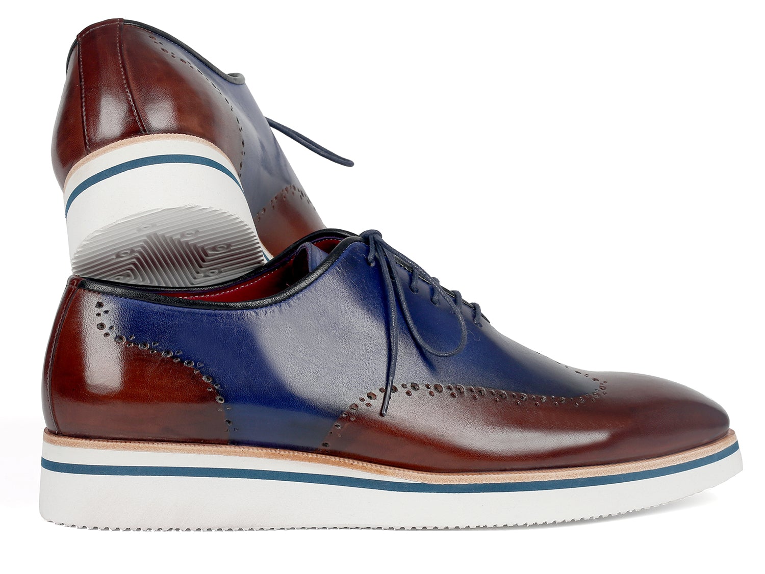 Paul Parkman Men s Smart Casual Wingtip Oxfords Brown Blue ID