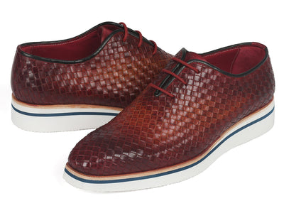 Paul Parkman Men's Brown Woven Leather Smart Casual Shoes (ID#182-RDH-BRW)