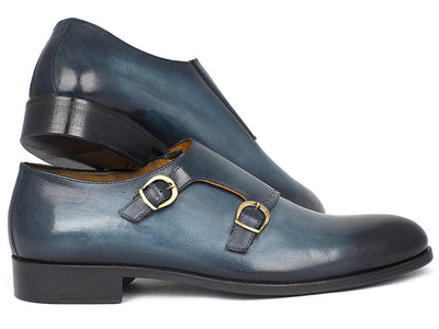 Paul Parkman Navy Double Monkstrap Shoes (ID#HT54-NAVY)