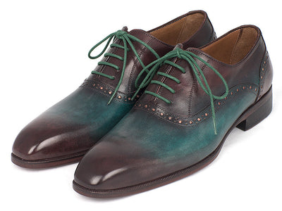 Paul Parkman Men's Green & Bordeaux Plain Toe Oxfords (ID#GH88BB)