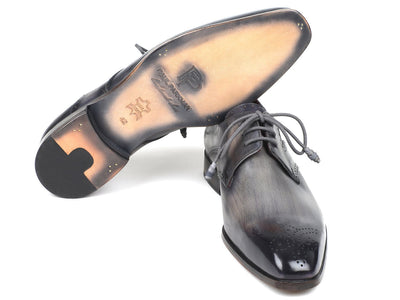 Paul Parkman Men's Gray Medallion Toe Derby Shoes (ID#6584-GRY)
