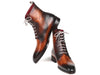 Paul Parkman Men's Brown Burnished Leather Lace-Up Boots (ID#BT534-BRW)