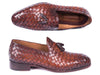 Paul Parkman Woven Leather Tassel Loafers Brown (ID#WVN88-BRW)